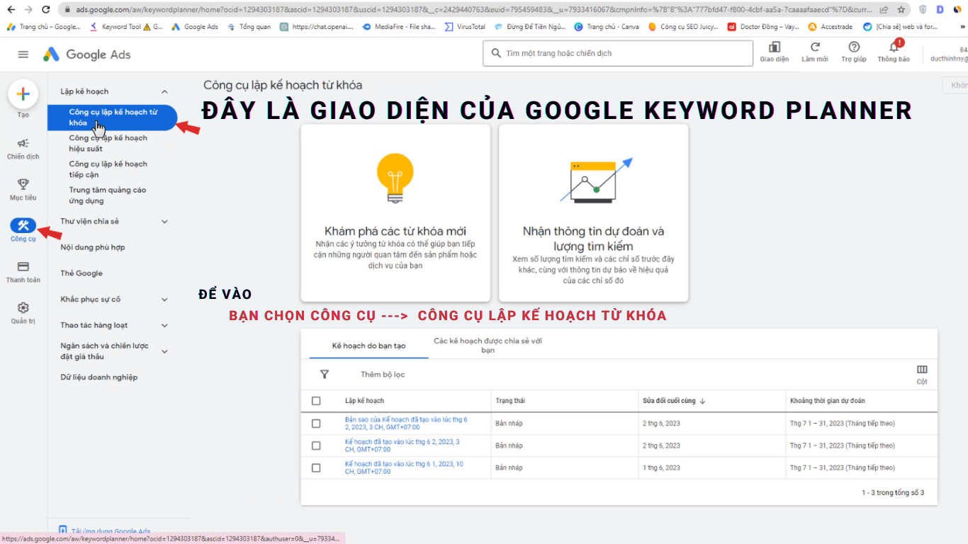 cong cu lap ke hoach tu khoa Google Keyword Planner 1