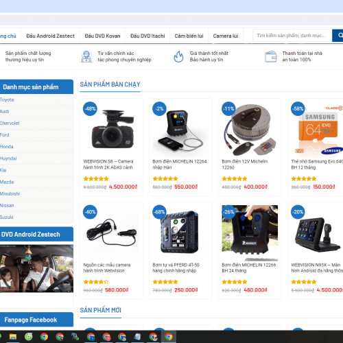 Mẫu Website Shop Android Box Camera Ô tô Mau Website Shop Android Box Camera O to1