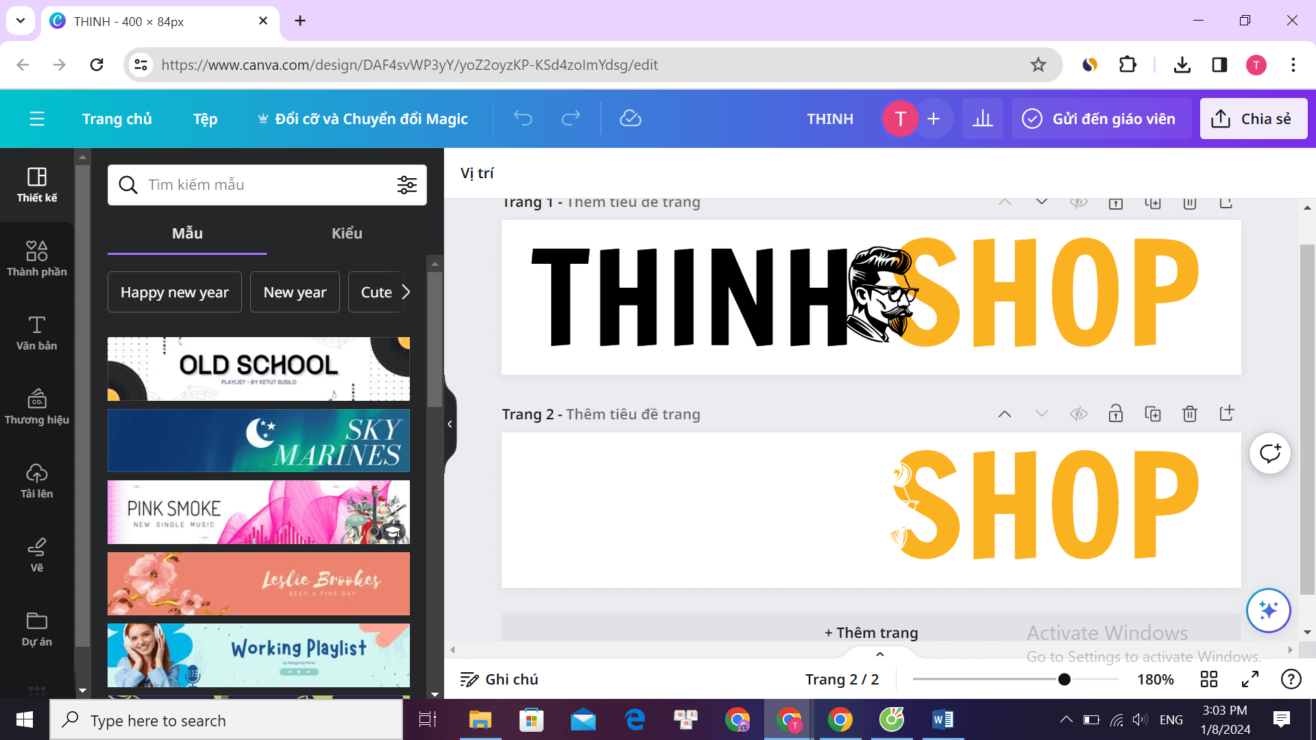 Dự án cộng đồng Web số 1: Shop Di Động, Latop Tao Logo Web bang Canva