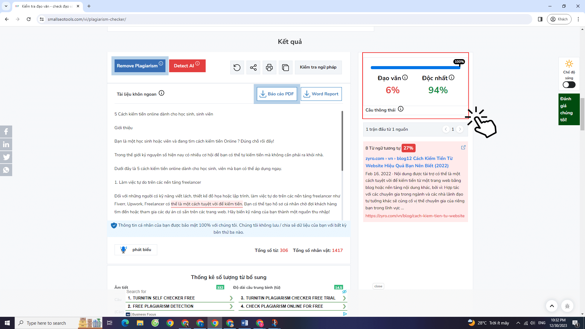 Vì Sao Website Bị Từ Chối Bật Kiếm Tiền Bởi Google AdSense? Cách Khắc Phục cong cu AI Content Gravitywrite 7