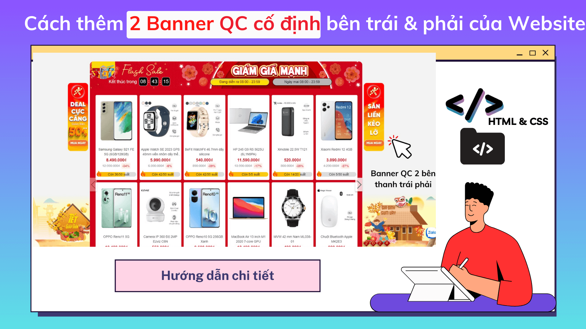 Cach them 2 Banner QC co dinh ben trai phai cua Website Hay nhat