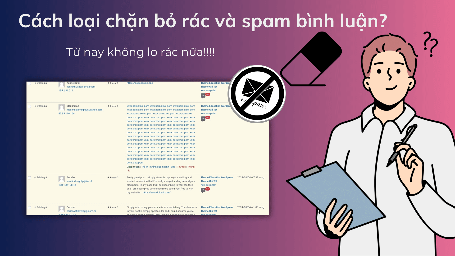 Cach chan binh luan spam moi bai viet san pham