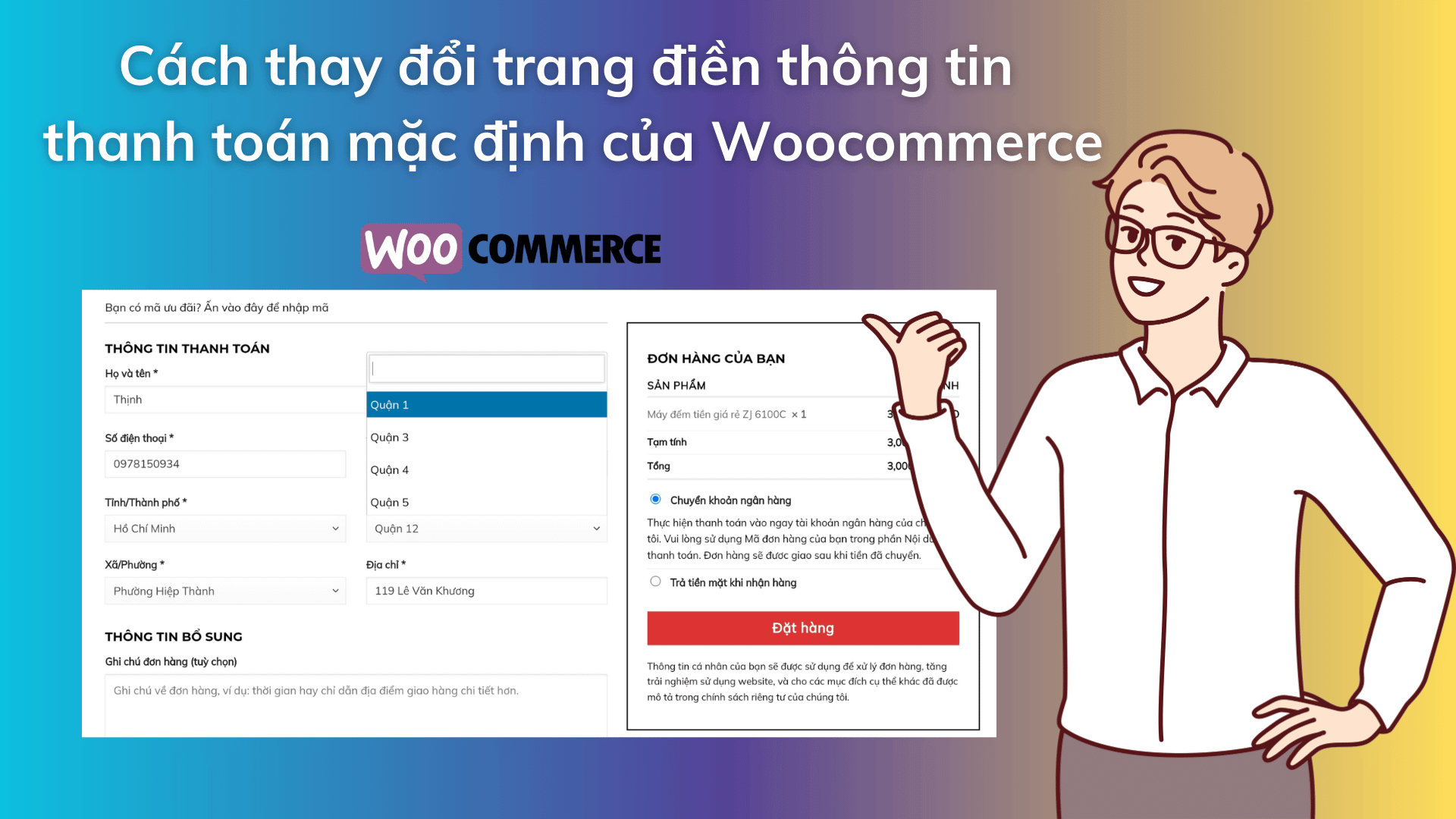Cach thay doi trang dien thong tin thanh toan mac dinh cua Woocommerce