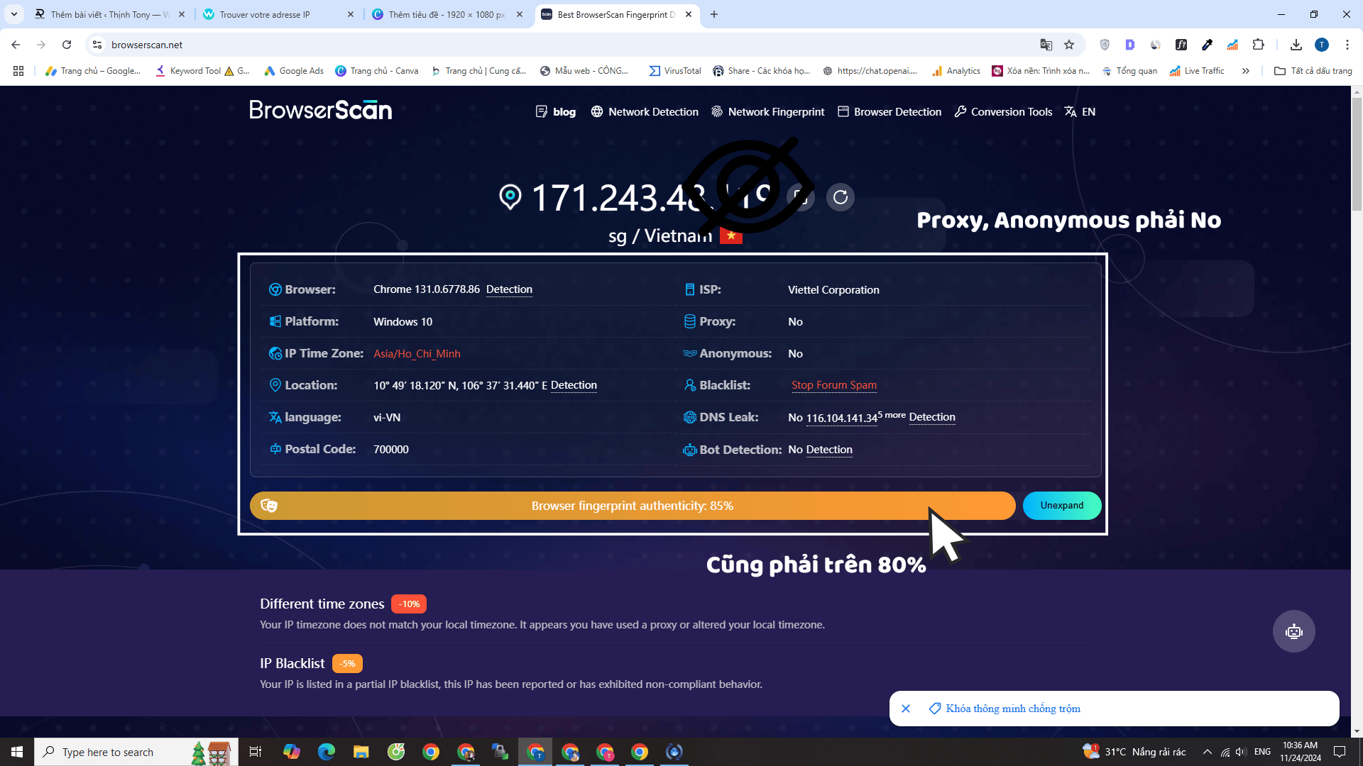 Check Proxy tai trang Web Browserscan