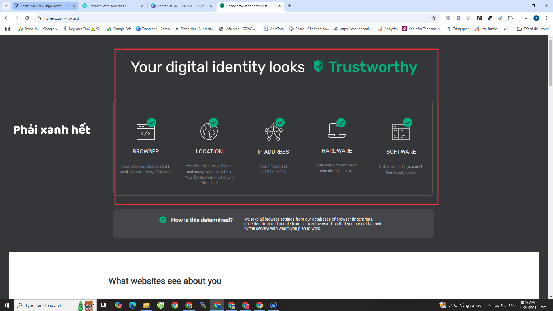 Check Proxy tai trang Web iphey