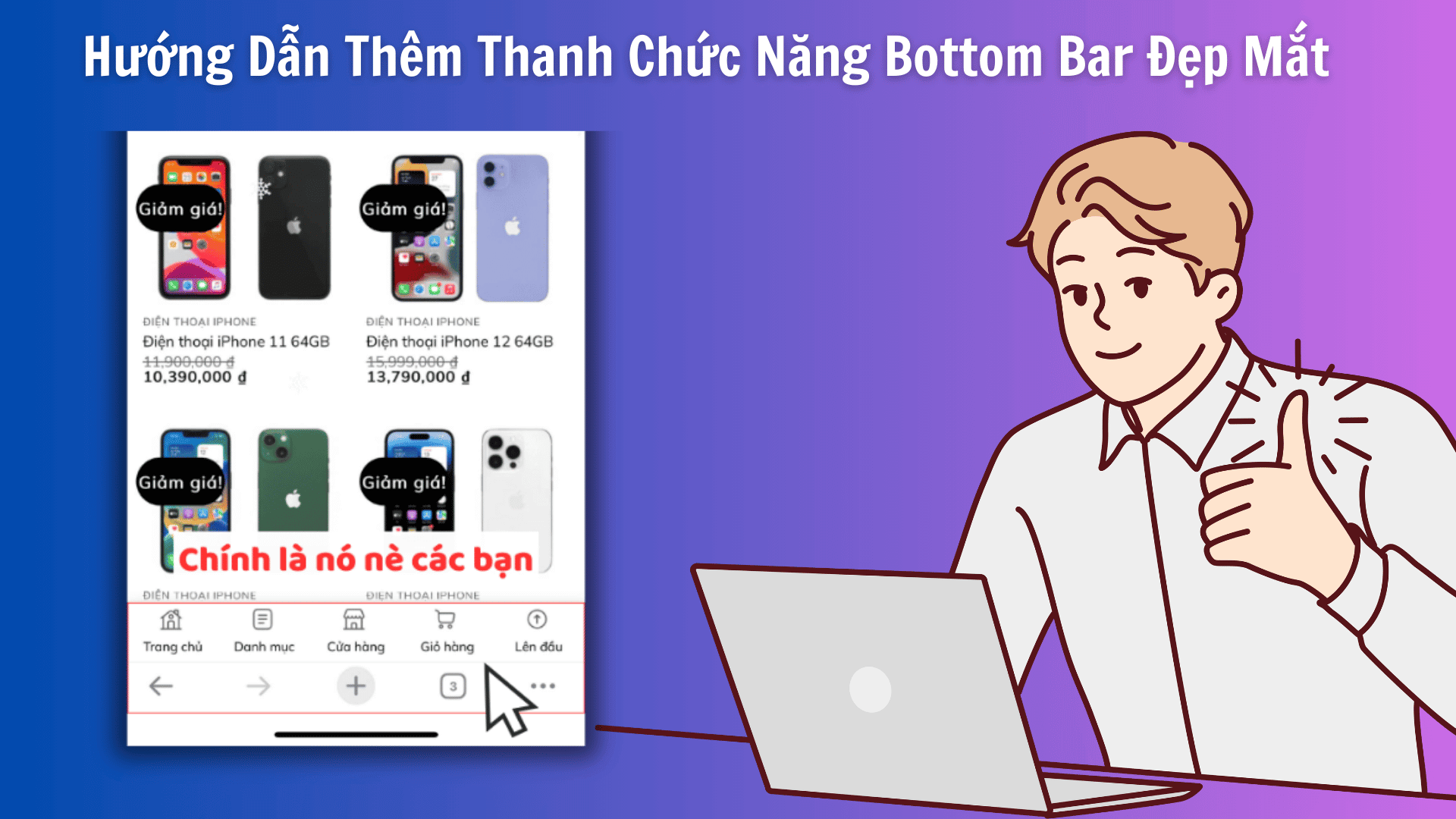 Hướng Dẫn Thêm Thanh Chức Năng Bottom Bar Đẹp Mắt Cho Website WordPress Huong Dan Them Thanh Chuc Nang Bottom Bar Dep Mat 1