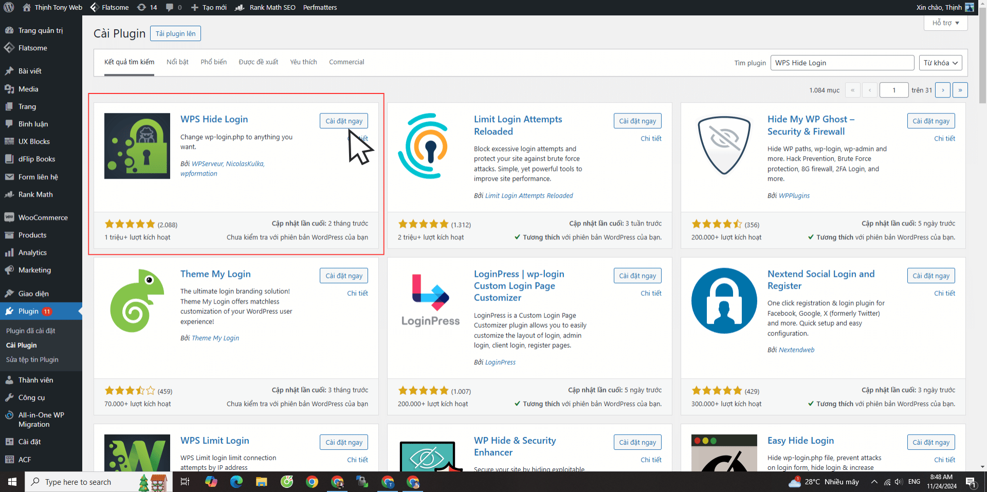 Cách Thêm Nút Like Và Share Facebook Cho Sản Phẩm Bán Trên Website Wordpress? kich hoat plugin WPS Hide Login