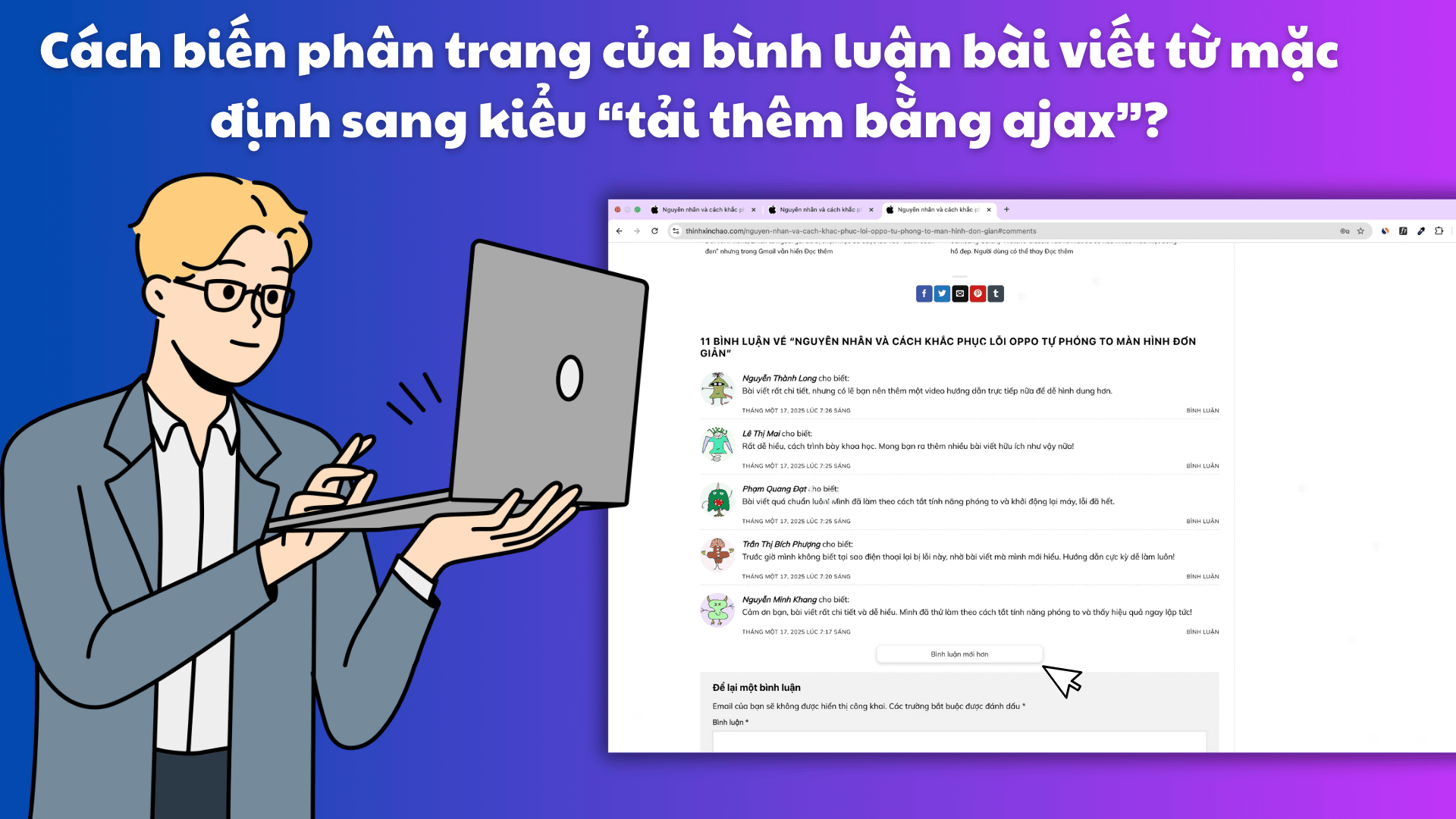 Bien phan trang cua binh luan bai viet tu mac dinh sang kieu tai them bang