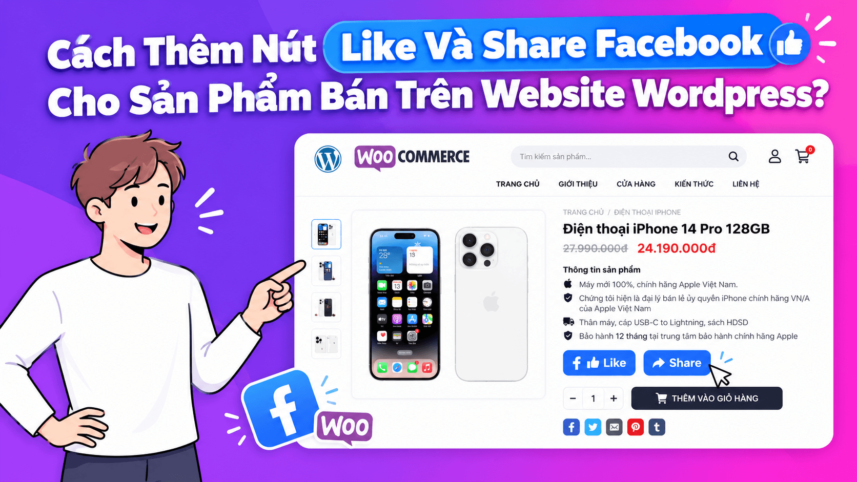 Cach Them Nut Like Va Share Facebook Cho San Pham Ban Tren Website Wordpress