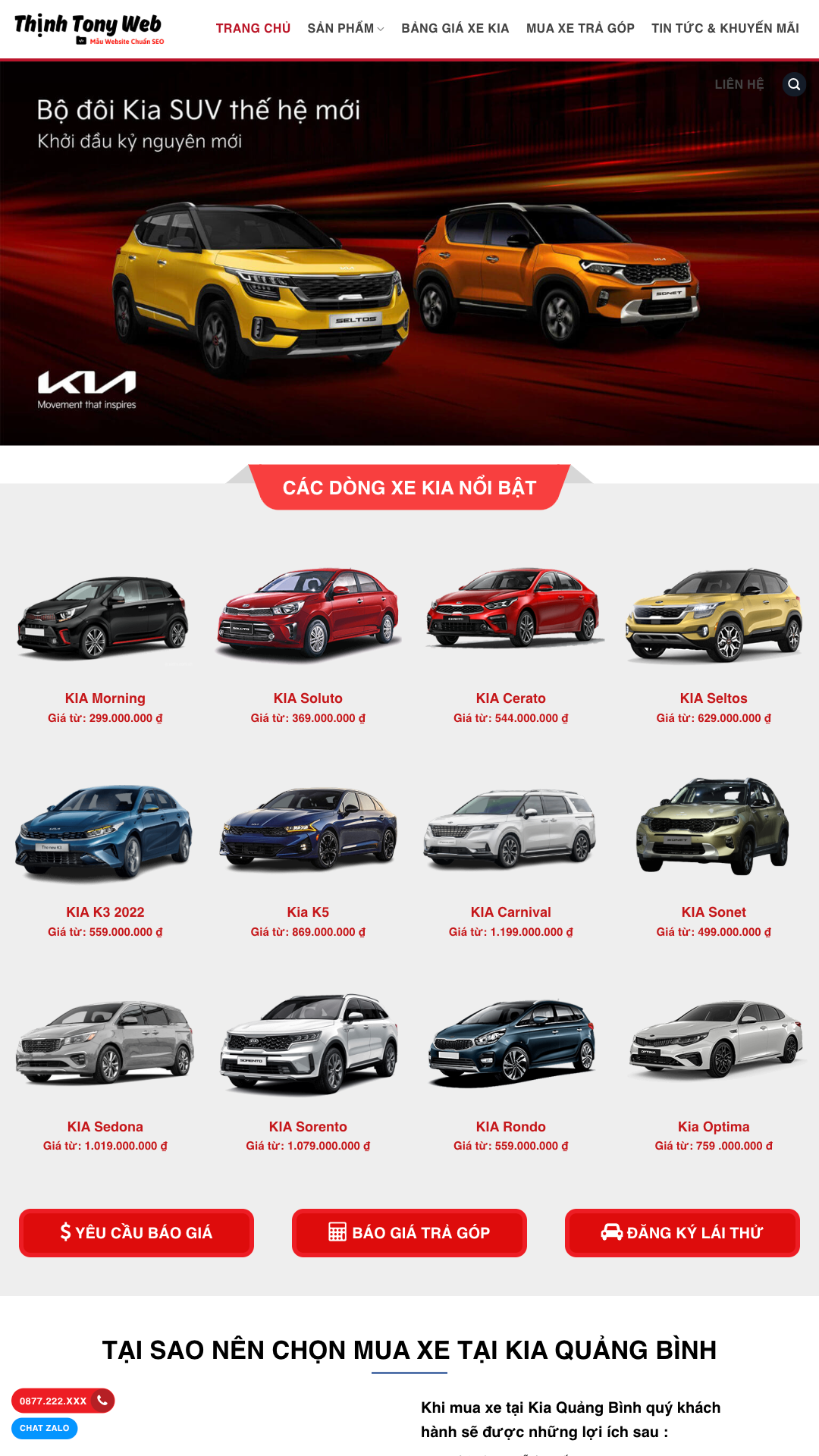 Mẫu Website Bán Xe ôtô KIA Mẫu Website Bán Xe ôtô KIA