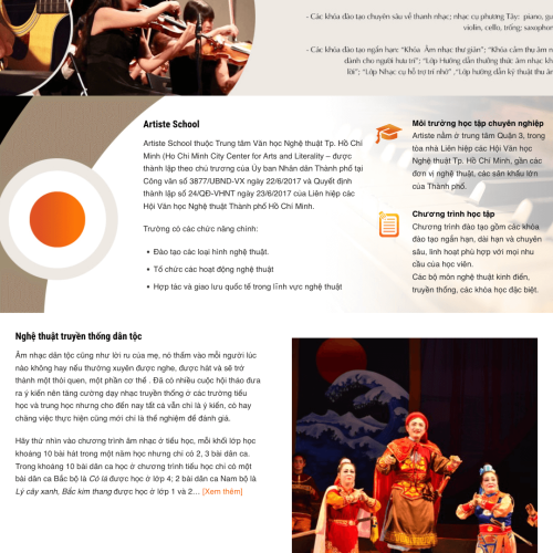 Mẫu Website Trường Dạy Âm Nhạc Chuyên Nghiệp