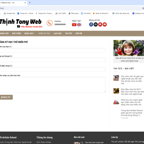Mẫu Website Trường Dạy Âm Nhạc Chuyên Nghiệp
