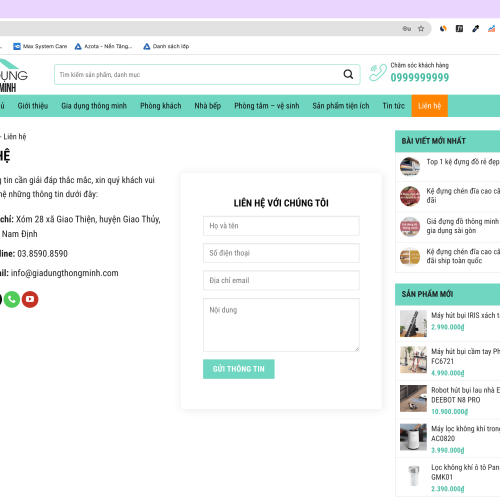 Mẫu Website Bán Hàng Đồ Gia Dụng Thông Minh