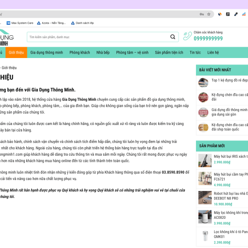 Mẫu Website Bán Hàng Đồ Gia Dụng Thông Minh