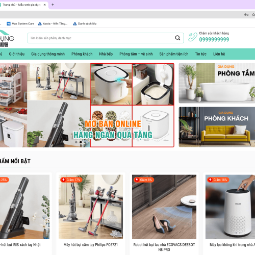 Mẫu Website Bán Hàng Đồ Gia Dụng Thông Minh