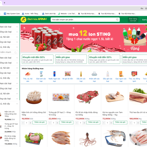 Mẫu Website Bách Hoá Xanh trên nền tảng WordPress Flatsome