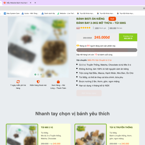 Mẫu Website Bánh Giảm Cân trên nền tảng WordPress Flatsome