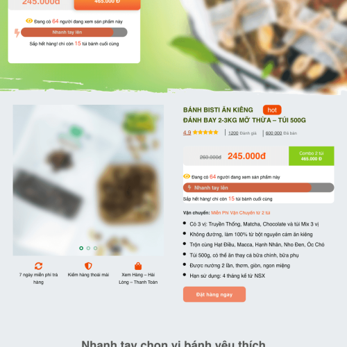 Mẫu Website Bánh Giảm Cân trên nền tảng WordPress Flatsome