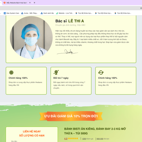 Mẫu Website Bánh Giảm Cân trên nền tảng WordPress Flatsome