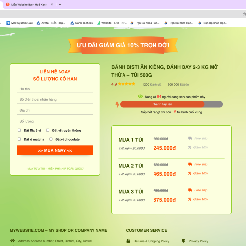 Mẫu Website Bánh Giảm Cân trên nền tảng WordPress Flatsome