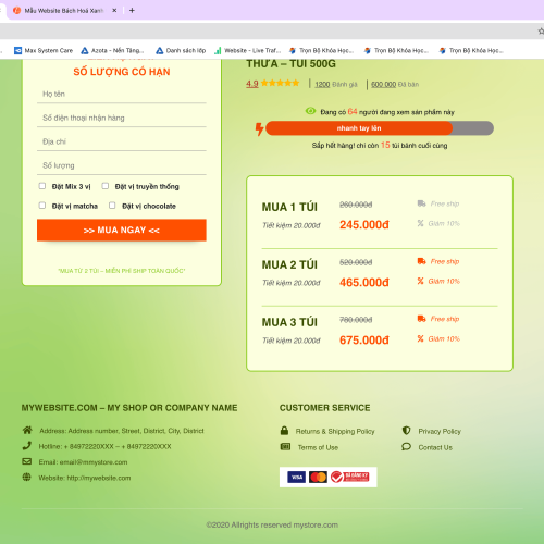 Mẫu Website Bánh Giảm Cân trên nền tảng WordPress Flatsome